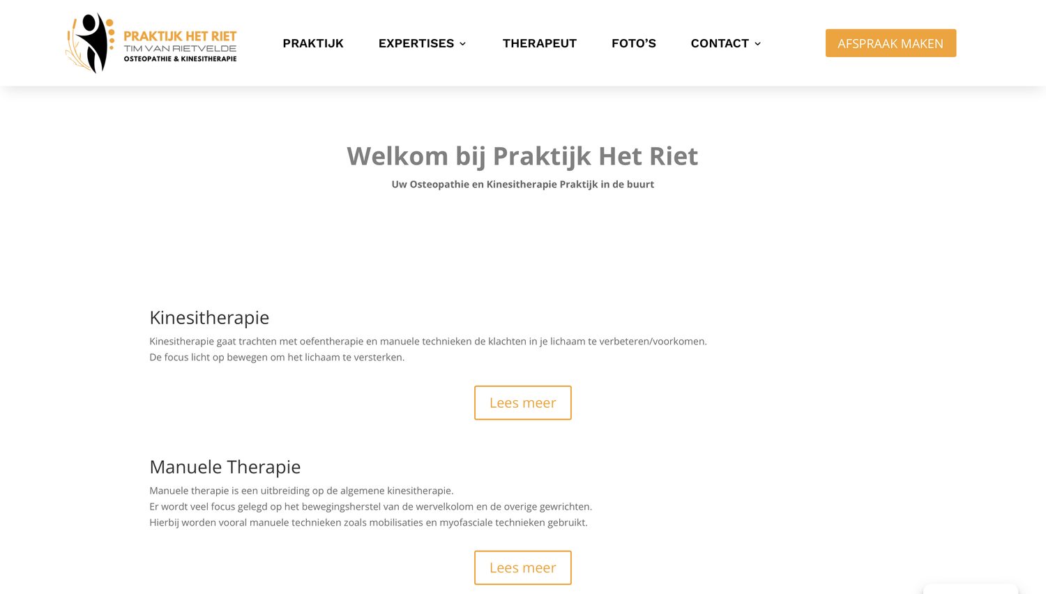 De oude homepage