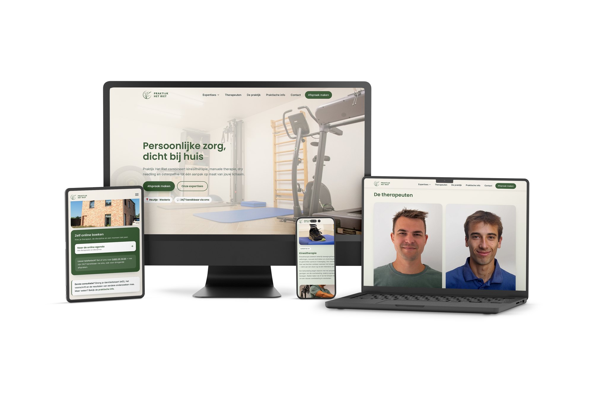 De nieuwe website op desktop, laptop, tablet en gsm